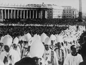 The closing ceremony of the Second Vatican Council in St. Peter Square on Dec. 9, 1965. Forty bishops pledged to forsake worldly goods, but the agreement was largely ignored. Pope Francis' emphasis on helping the poor has revived talk about the Pact of the Catacombs.